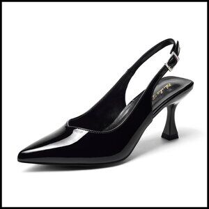 Kitten Heel Slingback Pumps Elegant Stiletto Pointed Toe Dressy Wedding Party